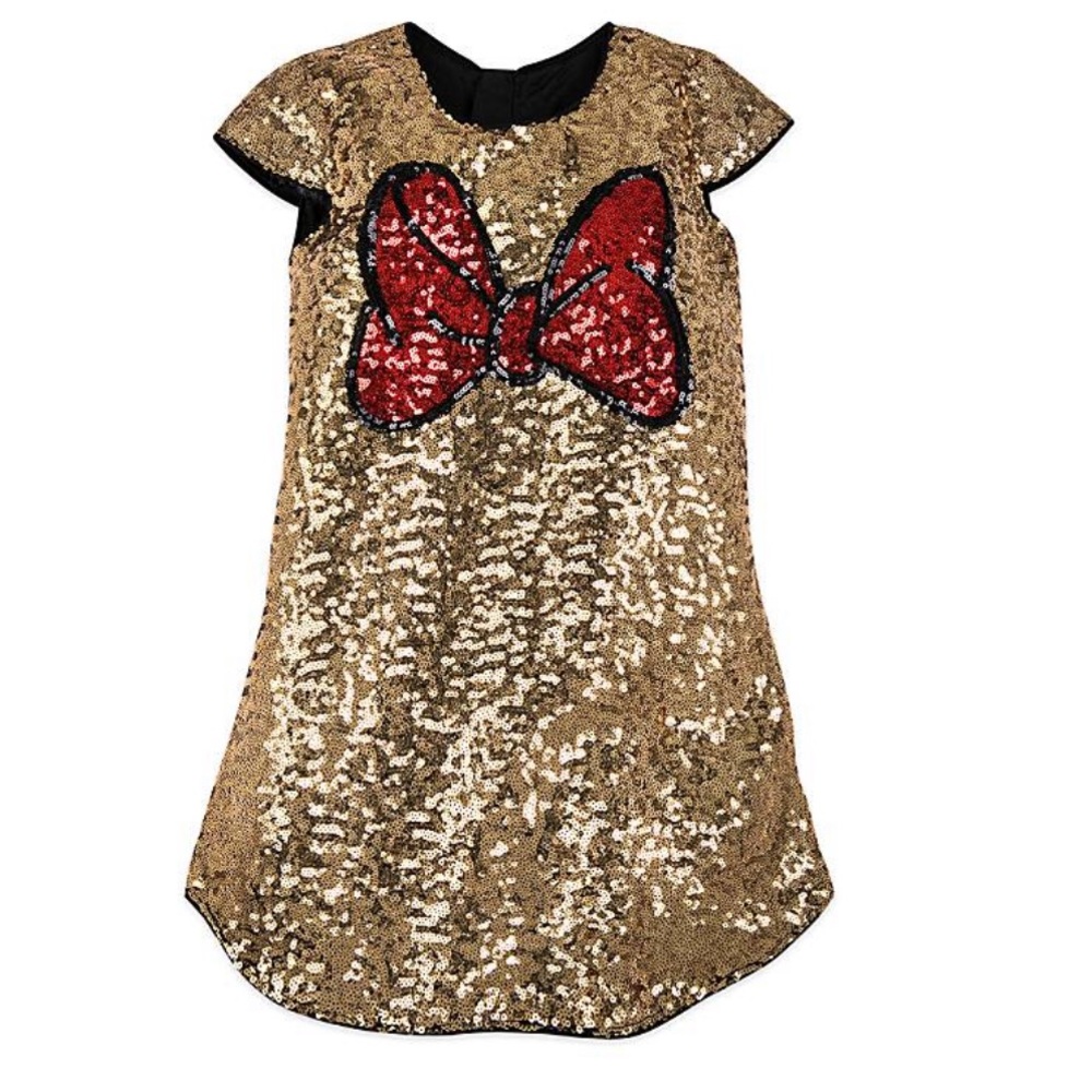 💐Minnie Mouse Gold Sequin Shift Dress for Girls